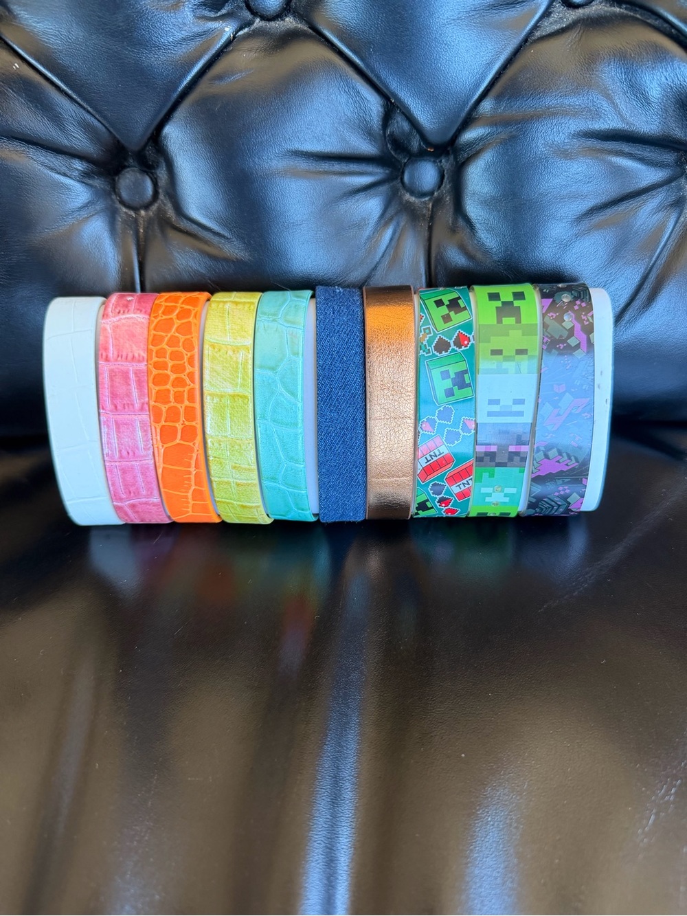 Wristband Set, Leather, Silicone, Set of 10